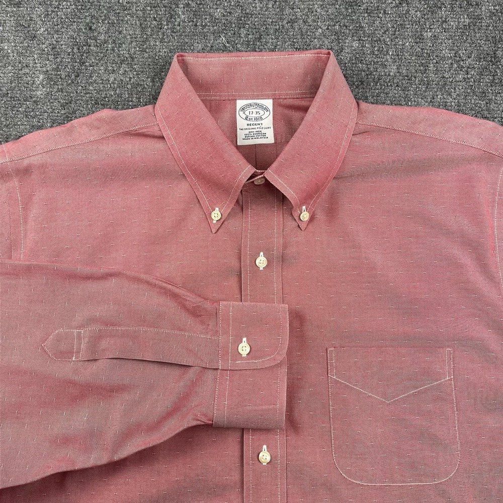Brooks Brothers 1818 Regent Fit 17-35 Oxford Dress Shirt Red Melange Pima Cotton